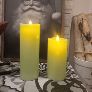 Set of Light green Matchless Luminara LED Flameless Candles - 6" & 8" -Free ship